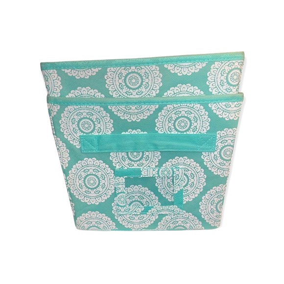 Mint Green and White Mandala Design Storage Bins (2 Bins) - Picture 1 of 5